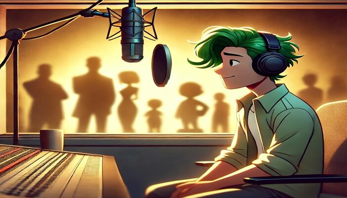 Illustration of Beast Boy with a microphone, symbolizing Greg Cipes’ voice acting career and the controversy over his Teen Titans Go! departure