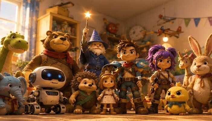 Animated toy characters from a long-running franchise gathering for a new adventure with returning and new voices