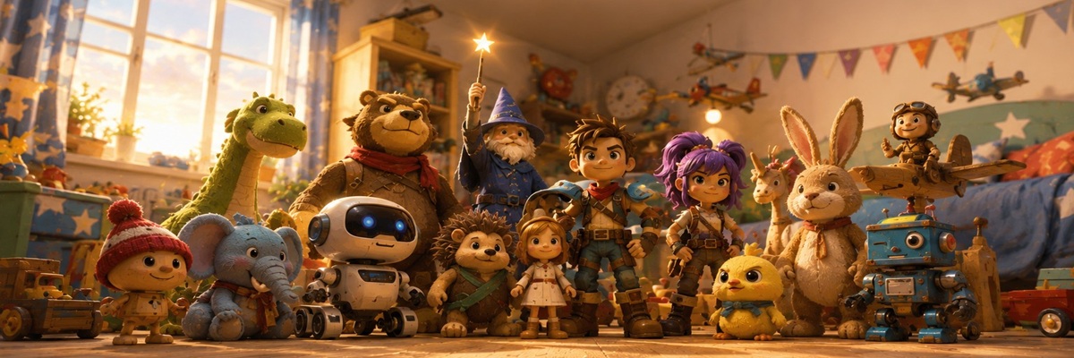 Animated toy characters from a long-running franchise gathering for a new adventure with returning and new voices